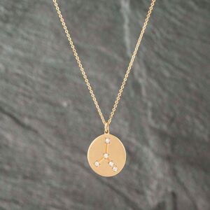 Pre-Owned 14ct Yellow Gold 0.12ct Brilliant Cut Diamond Cancer Round Pendant & 16 Inch Trace Chain 41142396 Pre-Owned 14ct Yellow Gold 0.12ct Brilliant Cut Diamond Cancer Round Pendant & 16 Inch Trace Chain 41142396