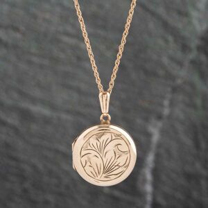 Pre-Owned Vintage 9ct Yellow Gold Round Hand Engraved Locket Pendant & 20 Inch Prince Of Wales Chain 41142404 Pre-Owned Vintage 9ct Yellow Gold Round Hand Engraved Locket Pendant & 20 Inch Prince Of Wales Chain 41142404