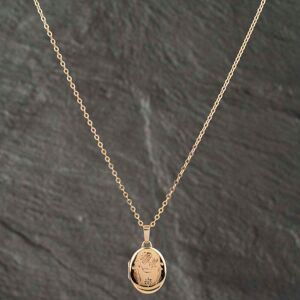 Pre-Owned 9ct Yellow Gold Diamond Oval Engraved Locket Pendant & 18 Inch Trace Chain 41142409 Pre-Owned 9ct Yellow Gold Diamond Oval Engraved Locket Pendant & 18 Inch Trace Chain 41142409