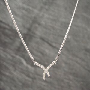 Pre-Owned 9ct White Gold 0.50ct Brilliant Cut Diamond Crossover Pendant & 16 Inch Herringbone Chain 41142413 Pre-Owned 9ct White Gold 0.50ct Brilliant Cut Diamond Crossover Pendant & 16 Inch Herringbone Chain 41142413