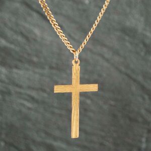 Pre-Owned 9ct Yellow Gold Diamond Cut Cross Pendant & 17 Inch Curb Chain 41142462 Pre-Owned 9ct Yellow Gold Diamond Cut Cross Pendant & 17 Inch Curb Chain 41142462