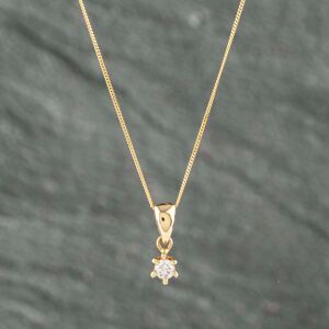 Pre-Owned 9ct Yellow Gold Diamond Single Stone Pendant & 18 Inch Curb Chain 41142490 Pre-Owned 9ct Yellow Gold Diamond Single Stone Pendant & 18 Inch Curb Chain 41142490