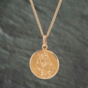 Pre-Owned 9ct Yellow Gold St Christopher Pendant & 18 Inch Foxtail Chain 41142500 Pre-Owned 9ct Yellow Gold St Christopher Pendant & 18 Inch Foxtail Chain 41142500