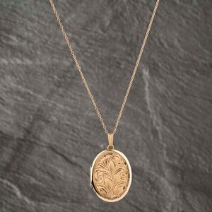 Pre-Owned 9ct Yellow Gold Oval Foliate Hand Engraved Locket Pendant & 19 Inch Trace Chain 41142535 Pre-Owned 9ct Yellow Gold Oval Foliate Hand Engraved Locket Pendant & 19 Inch Trace Chain 41142535