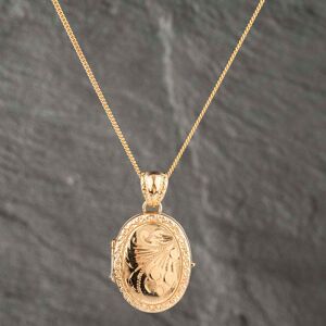 Pre-Owned 9ct Yellow Gold Engraved Oval Locket Pendant & 20 Inch Curb Chain 41142546 Pre-Owned 9ct Yellow Gold Engraved Oval Locket Pendant & 20 Inch Curb Chain 41142546