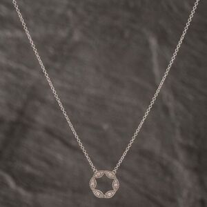 Pre-Owned 9ct White Gold 0.13ct Diamond Open Star Gemstone Pendant & 16 Inch Trace Chain 41142560 Pre-Owned 9ct White Gold 0.13ct Diamond Open Star Gemstone Pendant & 16 Inch Trace Chain 41142560