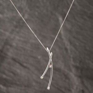 Pre-Owned 9ct White Gold Diamond Three Stone Triple Tube Gemstone Pendant & 18 Inch Curb Chain 41142561 Pre-Owned 9ct White Gold Diamond Three Stone Triple Tube Gemstone Pendant & 18 Inch Curb Chain 41142561