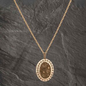 Pre-Owned 9ct Yellow Gold Oval Hand Engraved Locket Pendant & 24 Inch Curb Chain 41142571 Pre-Owned 9ct Yellow Gold Oval Hand Engraved Locket Pendant & 24 Inch Curb Chain 41142571