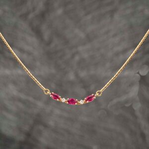 Pre-Owned 9ct Yellow Gold Ruby & Brilliant Cut Diamond 5 Stone Bar Pendant & 15 Inch Snake Chain 41142577 Pre-Owned 9ct Yellow Gold Ruby & Brilliant Cut Diamond 5 Stone Bar Pendant & 15 Inch Snake Chain 41142577