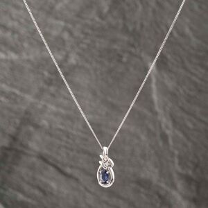 Pre-Owned 9ct White Gold Tanzanite & Cubic Zirconia Oval Pendant & 16 Inch Curb Chain 41142578 Pre-Owned 9ct White Gold Tanzanite & Cubic Zirconia Oval Pendant & 16 Inch Curb Chain 41142578