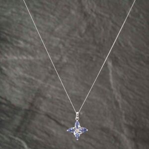 Pre-Owned 9ct White Gold Tanzanite & Diamond Star Pendant & 18 Inch Curb Chain 41142588 Pre-Owned 9ct White Gold Tanzanite & Diamond Star Pendant & 18 Inch Curb Chain 41142588