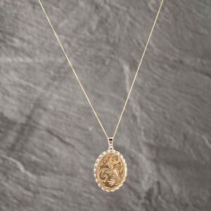 Pre-Owned 9ct Yellow Gold Oval Hand-Engraved Spiral Rope Edged Locket Pendant & 18 Inch Curb Chain 41142593 Pre-Owned 9ct Yellow Gold Oval Hand-Engraved Spiral Rope Edged Locket Pendant & 18 Inch Curb Chain 41142593