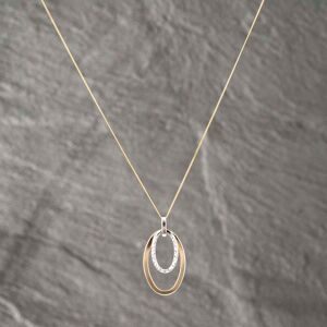 Pre-Owned 9ct Two Colour Gold Double Oval Diamond Cut And Polished Pendant & 18 Inch Curb Chain 41142596 Pre-Owned 9ct Two Colour Gold Double Oval Diamond Cut And Polished Pendant & 18 Inch Curb Chain 41142596