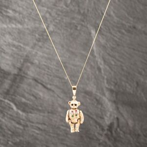 Pre-Owned 9ct Yellow Gold Multi Stone Articulating Teddy Pendant & 18 Inch Curb Chain 41142601 Pre-Owned 9ct Yellow Gold Multi Stone Articulating Teddy Pendant & 18 Inch Curb Chain 41142601