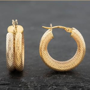 Pre-Owned 9ct Two Colour Gold 21.7mm Double Mesh Style Hoop Earrings 41171950 Pre-Owned 9ct Two Colour Gold 21.7mm Double Mesh Style Hoop Earrings 41171950