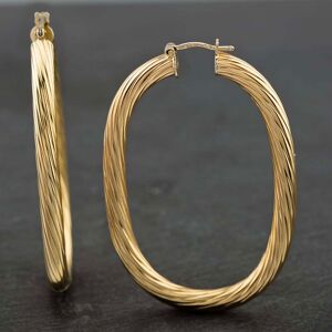 Pre-Owned 9ct Yellow Gold 47.8mm Large Twisted Oval Hoop Earrings 41171978 Pre-Owned 9ct Yellow Gold 47.8mm Large Twisted Oval Hoop Earrings 41171978