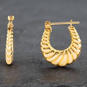 Pre-Owned Yellow Gold 18.6mm Ribbed Fan Pattern Creole Earrings 41172083 Pre-Owned Yellow Gold 18.6mm Ribbed Fan Pattern Creole Earrings 41172083