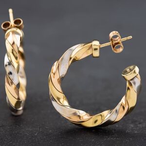 Pre-Owned 9ct Three Colour Gold 27.3mm Twist Hoop Earrings 41172175 Pre-Owned 9ct Three Colour Gold 27.3mm Twist Hoop Earrings 41172175