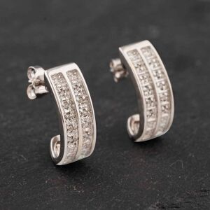 Pre-Owned 9ct White Gold 16.8mm Diamond Two Row Hoop Earrings 41172346 Pre-Owned 9ct White Gold 16.8mm Diamond Two Row Hoop Earrings 41172346