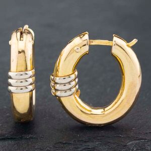 Pre-Owned 9ct Two Colour Gold 20.9mm Plain Oval Ribbed Pattern Hoop Earrings 41172494 Pre-Owned 9ct Two Colour Gold 20.9mm Plain Oval Ribbed Pattern Hoop Earrings 41172494