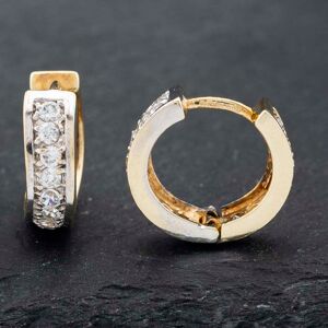 Pre-Owned 9ct Two Colour Gold 13mm Cubic Zirconia Hoop Earrings 41172522 Pre-Owned 9ct Two Colour Gold 13mm Cubic Zirconia Hoop Earrings 41172522