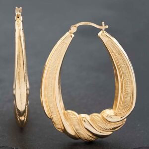 Pre-Owned 9ct Yellow Gold 48mm Patterned Creole Earrings 41172545 Pre-Owned 9ct Yellow Gold 48mm Patterned Creole Earrings 41172545