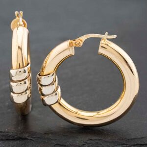 Pre-Owned 9ct Two Colour Gold 28mm Hoop Earrings 41172553 Pre-Owned 9ct Two Colour Gold 28mm Hoop Earrings 41172553