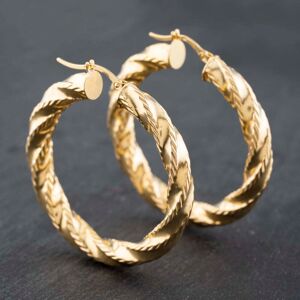 Pre-Owned 9ct Yellow Gold 41.5mm Large Twisted Hoop Earrings 41172636 Pre-Owned 9ct Yellow Gold 41.5mm Large Twisted Hoop Earrings 41172636