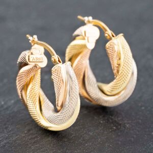 Pre-Owned 9ct Three Colour Gold 20mm Chunky Twisted Hoop Earrings 41172640 Pre-Owned 9ct Three Colour Gold 20mm Chunky Twisted Hoop Earrings 41172640