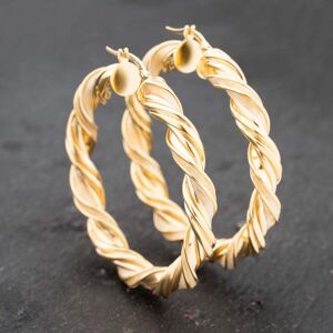 Pre-Owned 9ct Yellow Gold 47mm Twisted With Glitter Effect Hoop Earrings 41172735 Pre-Owned 9ct Yellow Gold 47mm Twisted With Glitter Effect Hoop Earrings 41172735