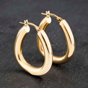 Pre-Owned 9ct Yellow Gold Oval Plain Chunky Hoop Earrings 41172784 Pre-Owned 9ct Yellow Gold Oval Plain Chunky Hoop Earrings 41172784