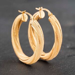 Pre-Owned 9ct Yellow Gold 26.5mm Textured Twist Hoop Earrings 41172950 Pre-Owned 9ct Yellow Gold 26.5mm Textured Twist Hoop Earrings 41172950