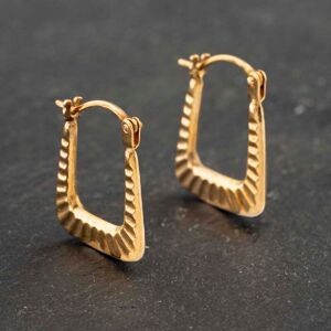 Pre-Owned Yellow Gold 14.5mm Lined Pattern Creole Earrings 41173015 Pre-Owned Yellow Gold 14.5mm Lined Pattern Creole Earrings 41173015