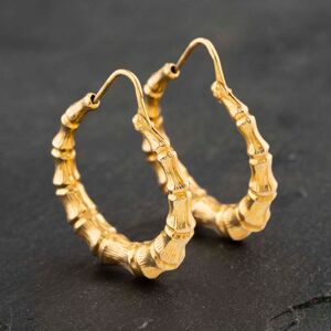 Pre-Owned 9ct Yellow Gold 26mm Bamboo Pattern Creole Earrings 41173073 Pre-Owned 9ct Yellow Gold 26mm Bamboo Pattern Creole Earrings 41173073
