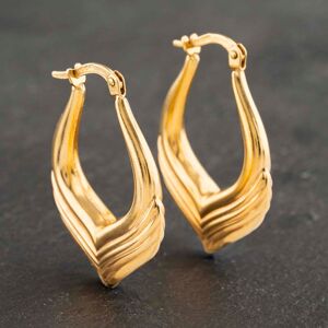 Pre-Owned 9ct Yellow Gold 28mm Patterned Teardrop Style Creole Earrings 41173119 Pre-Owned 9ct Yellow Gold 28mm Patterned Teardrop Style Creole Earrings 41173119