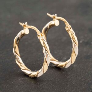 Pre-Owned 9ct Two Colour Gold 20mm Twist Hoop Earrings 41173120 Pre-Owned 9ct Two Colour Gold 20mm Twist Hoop Earrings 41173120