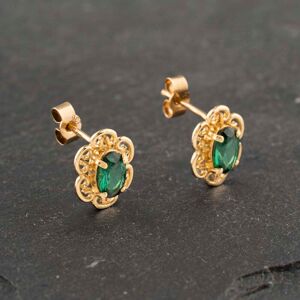 Pre-Owned 9ct Yellow Gold & Synthetic Green Spinel Oval 18.3mm Stud Earrings 41173135 Pre-Owned 9ct Yellow Gold & Synthetic Green Spinel Oval 18.3mm Stud Earrings 41173135