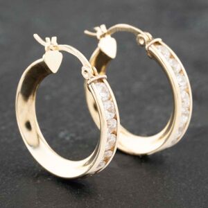 Pre-Owned 9ct Yellow Gold 22mm Cubic Zirconia Channel Set Hoop Earrings 41173146 Pre-Owned 9ct Yellow Gold 22mm Cubic Zirconia Channel Set Hoop Earrings 41173146