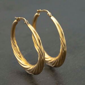 Pre-Owned 9ct Yellow Gold 35mm Patterned Hoop Earrings 41173164 Pre-Owned 9ct Yellow Gold 35mm Patterned Hoop Earrings 41173164