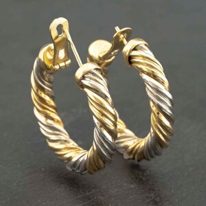 Pre-Owned 9ct Two Colour Gold 28mm Twist Hoop Earrings 41173165 Pre-Owned 9ct Two Colour Gold 28mm Twist Hoop Earrings 41173165