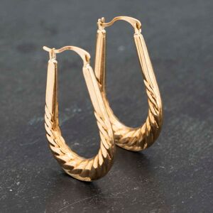 Pre-Owned Yellow Gold 27mm Oval Patterned Creole Earrings 41173188 Pre-Owned Yellow Gold 27mm Oval Patterned Creole Earrings 41173188