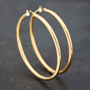 Pre-Owned 9ct Yellow Gold 55.5mm Large Plain Hoop Earrings 41173229 Pre-Owned 9ct Yellow Gold 55.5mm Large Plain Hoop Earrings 41173229