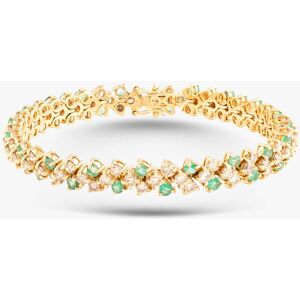 Pre-Owned 18ct Yellow Gold 1.70ct Emerald & 4.50ct Brilliant Cut Diamond 3 Row 7 Inch Bracelet 41281517 Pre-Owned 18ct Yellow Gold 1.70ct Emerald & 4.50ct Brilliant Cut Diamond 3 Row 7 Inch Bracelet 41281517