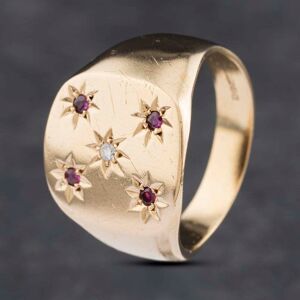 Pre-Owned 9ct Yellow Gold Ruby & Diamond Square Signet Ring 41341858 Pre-Owned 9ct Yellow Gold Ruby & Diamond Square Signet Ring 41341858