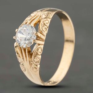 Pre-Owned 9ct Yellow Gold Cubic Zirconia Single Stone Signet Ring 41342017 Pre-Owned 9ct Yellow Gold Cubic Zirconia Single Stone Signet Ring 41342017