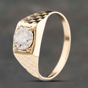Pre-Owned 9ct Yellow Gold Cubic Zirconia Single Stone Signet Ring 41342062 Pre-Owned 9ct Yellow Gold Cubic Zirconia Single Stone Signet Ring 41342062