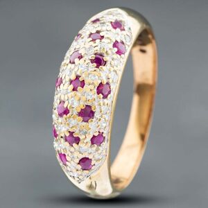 Pre-Owned 9ct Yellow Gold Ruby & 0.10ct Single Cut Diamond Pave Set Dress Ring 41382260 Pre-Owned 9ct Yellow Gold Ruby & 0.10ct Single Cut Diamond Pave Set Dress Ring 41382260