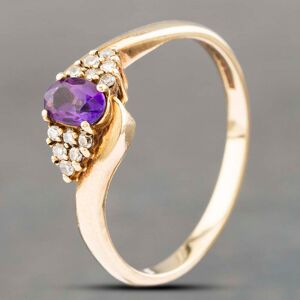 Pre-Owned 9ct Yellow Gold Amethyst & 0.15ct Brilliant Cut Diamond Cluster Ring 41382413 Pre-Owned 9ct Yellow Gold Amethyst & 0.15ct Brilliant Cut Diamond Cluster Ring 41382413