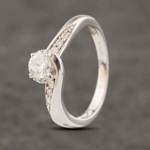 Pre-Owned 9ct White Gold 0.33ct Brilliant Cut Diamond Shoulder Set Solitaire Ring 41382561 Pre-Owned 9ct White Gold 0.33ct Brilliant Cut Diamond Shoulder Set Solitaire Ring 41382561