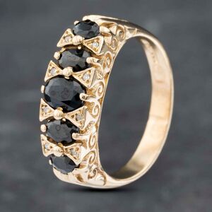 Pre-Owned 9ct Yellow Gold Sapphire & Diamond Half Eternity Ring 41382628 Pre-Owned 9ct Yellow Gold Sapphire & Diamond Half Eternity Ring 41382628